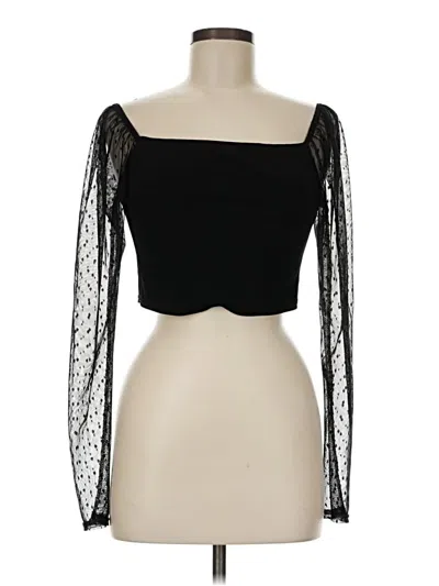 Pre-owned Boohoo Long Sleeve Top Black Sweetheart Neckline Tops