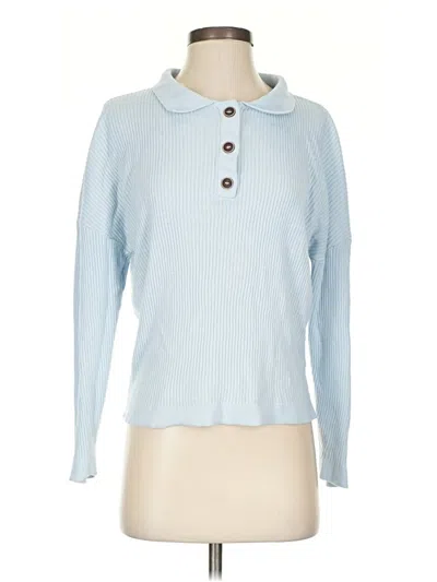 Pre-owned Boohoo Long Sleeve Top Blue Cowl Neck Tops