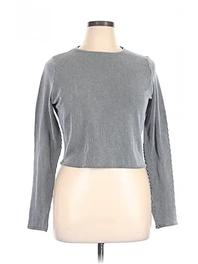 Pre-owned Boohoo Long Sleeve Top Gray Crew Neck Tops
