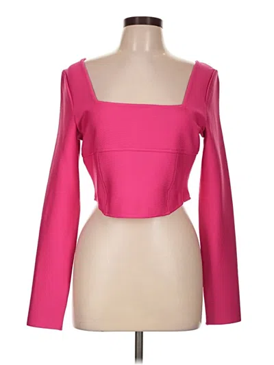 Boohoo Long Sleeve Top Pink Square Neckline Tops