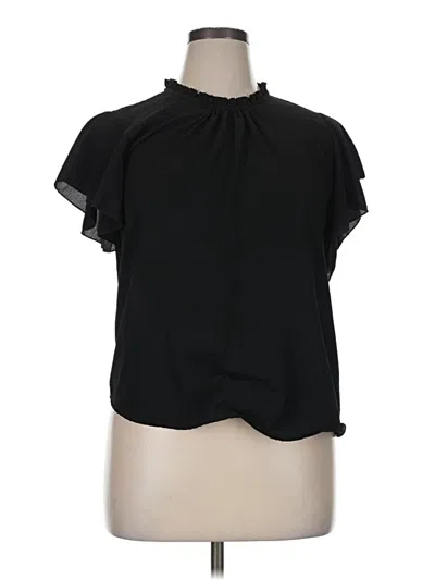 Pre-owned Boohoo Short Sleeve Blouse In Black