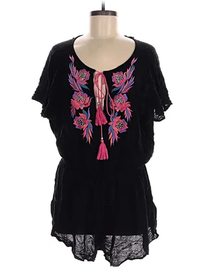 Pre-owned Boohoo Short Sleeve Blouse In Black
