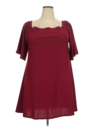 Pre-owned Boohoo Short Sleeve Blouse In Burgundy