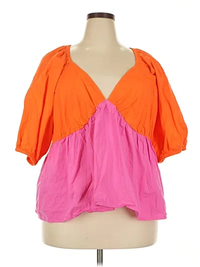 Pre-owned Boohoo Short Sleeve Blouse In Orange