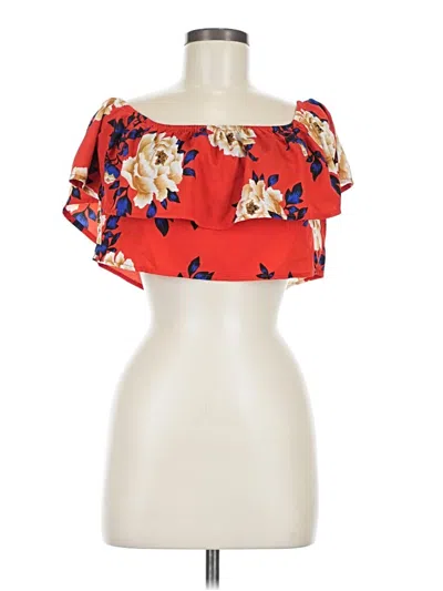 Pre-owned Boohoo Short Sleeve Blouse In Red