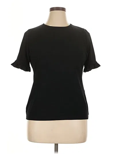 Pre-owned Boohoo Short Sleeve Top Black Mock Neckline Tops
