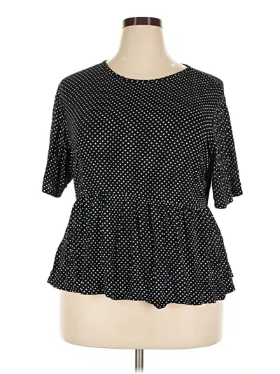 Pre-owned Boohoo Short Sleeve Top Black Polka Dots Pattern Square Neckline Tops