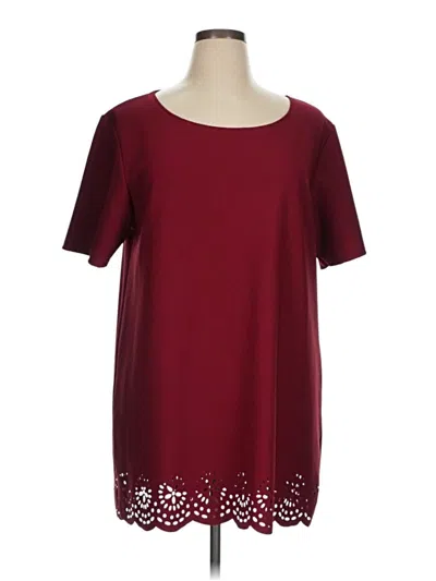 Pre-owned Boohoo Short Sleeve Top Burgundy Crew Neck Tops