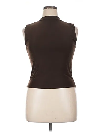 Boohoo Sleeveless Top Brown Halter Neckline Tops