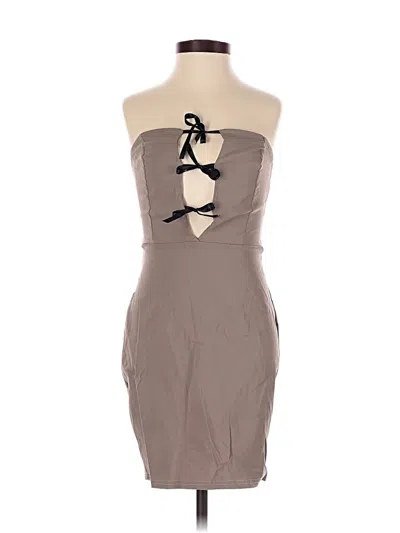 Pre-owned Boohoo Sleeveless Top Gray Strapless Neckline Tops
