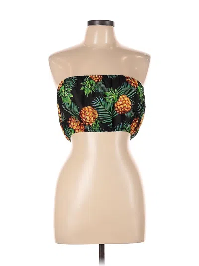 Pre-owned Boohoo Sleeveless Top Green Strapless Neckline Tops