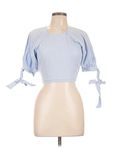 Pre-owned Boohoo Tank Top Blue Tie Neck Tops