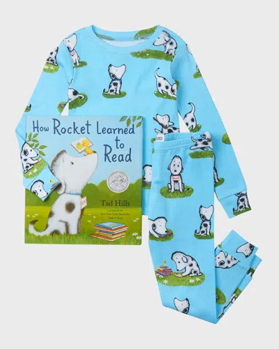 BOOKS TO BED BOY'S HOW ROCKET LEARNED TO READ PRINTED PAJAMAS & BOOK SET