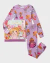 Books To Bed Girl's Florabelle Printed Pajamas & Book Set In Purple