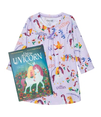 Books To Bed Kids' Girl's Uni The Unicorn Nightgown And Book Set In Purple