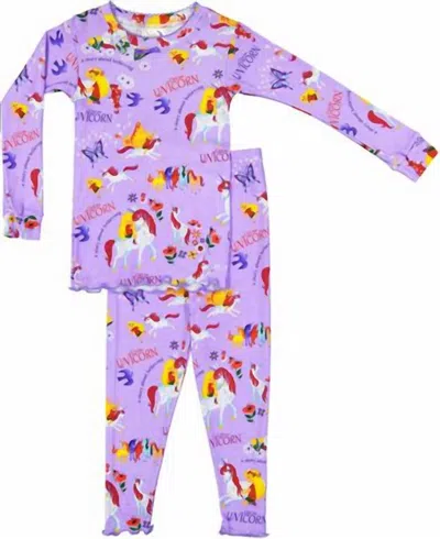 Books To Bed Kids' Girl's Uni The Unicorn Pajamas In Purple