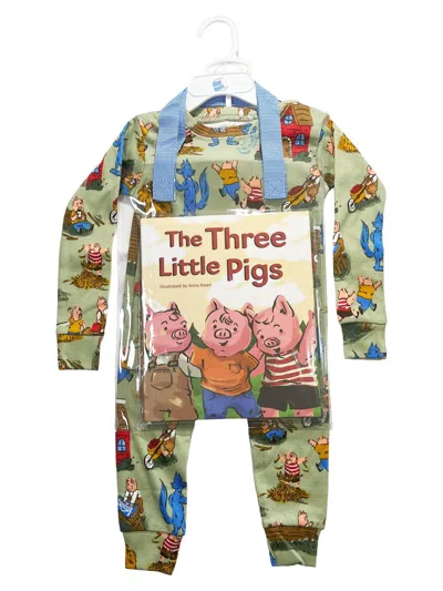 Books To Bed Little Kid's & Kid's 2-piece The Three Little Pigs Pajama & Book Set In Green