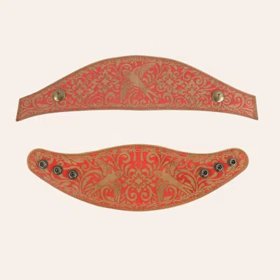 Boot Lassos Agave Blue Tan & Red Blessed Embroidered  In Brown