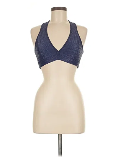 Pre-owned Booty By Brabants Tank Top Blue Halter Neckline Tops