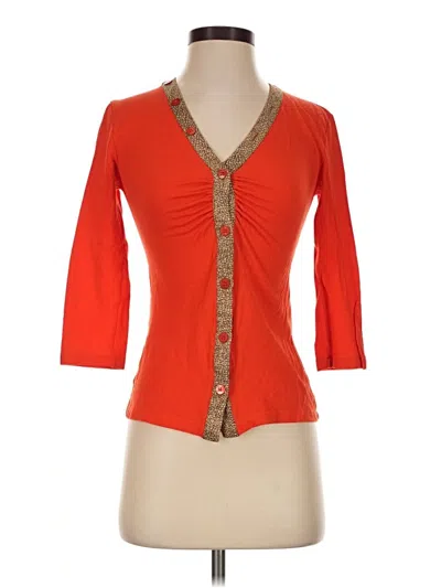 Pre-owned Borbonese 3/4 Sleeve Top Orange Sweetheart Neckline Tops
