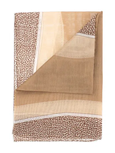 Borbonese Abstract-pattern Print Scarf In Neutral