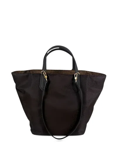 Borbonese All-over Print Tote Bag In Brown
