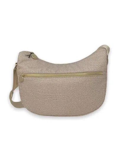 Borbonese Luna Small Shoulder Bag In Beige