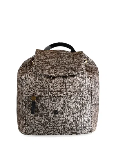 Borbonese B-club Op-print Leather-trim Backpack In Multi