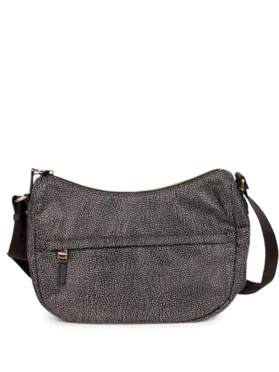 Borbonese B-club Op-print Zip-fastening Shoulder Bag In Gray