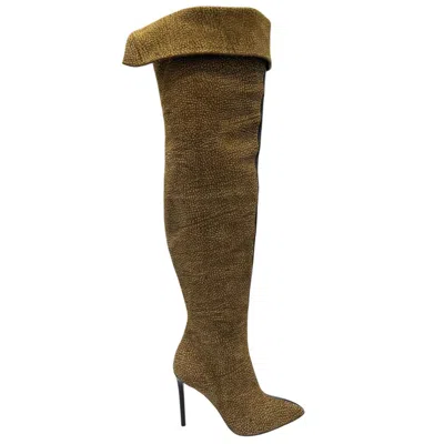 Borbonese Beige Leather Women Boot In Brown