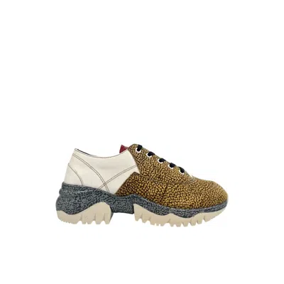 Borbonese Beige Leather Women Sneaker In Multi