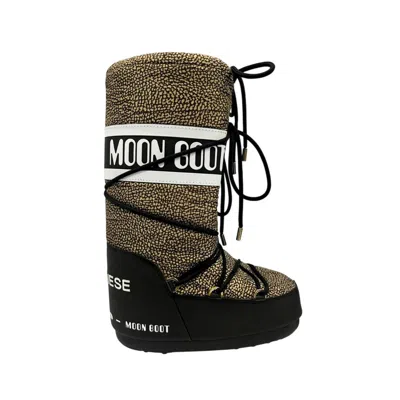 Borbonese Beige Textile Women Women's Boot In Neutral