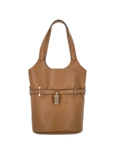 Borbonese Belted Padlock Tote Bag In Brown