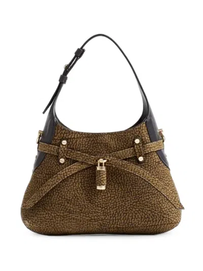 Borbonese B-halo Textured Shoulder Bag In Brown