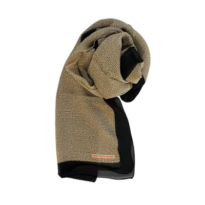 Borbonese Black Silk Women Scarf In Brown