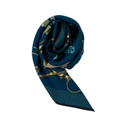 Borbonese Blue Silk Women Scarf In Brown