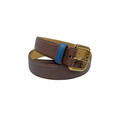 Borbonese Brown Leather Women Belt With Gold Women's Buckle