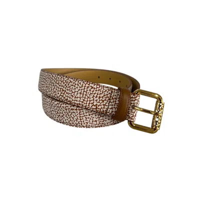 Borbonese Brown Leather Women Women's Belt In Metallic