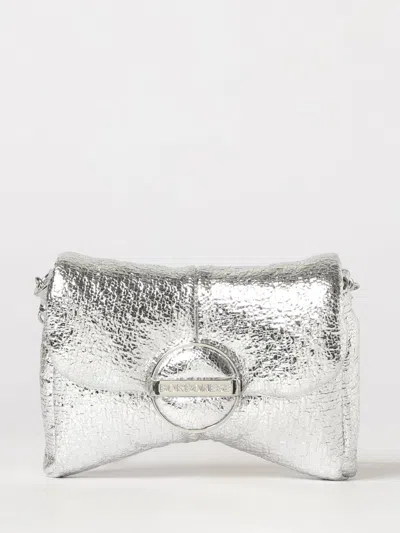 Borbonese Coquette Laminated Nylon Mini Bag With Metal Mesh Strap In Silver