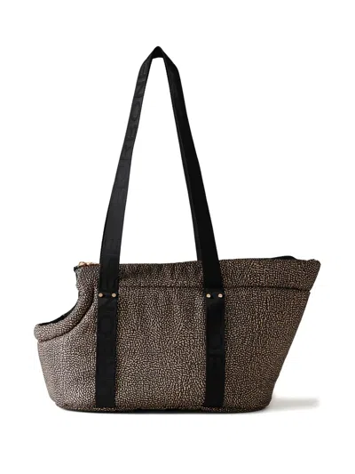 Borbonese Dotted Detail Shoulder Bag In Brown