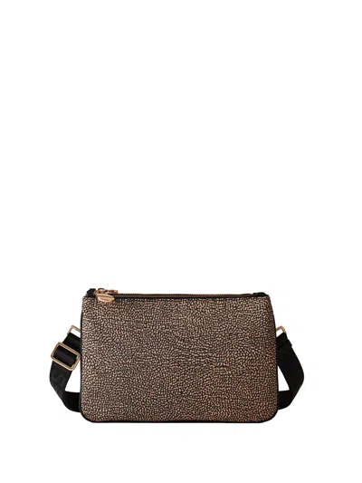 Borbonese Eco Line Small Fabric Shoulder Bag In Brown