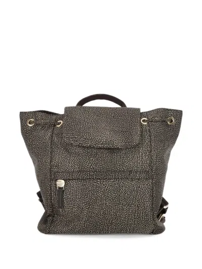 Borbonese Eyelet-embellished Drawstring Backpack In Brown