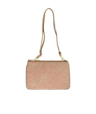 Borbonese Fully Printed Zipper Shoulder Bag In Nude
