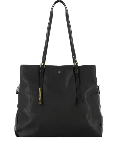 Borbonese Grained Tote Bag In Black