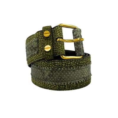 Borbonese Green Genuine Leather Women Women's Belt In Multi