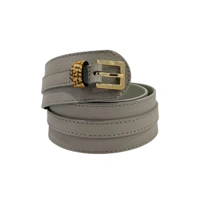 Borbonese Grey Genuine Leather Women's Belt In Gray