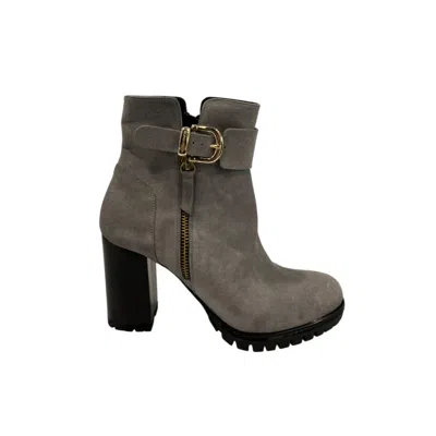 Borbonese Grey Leather Women Women's Boot In Multi