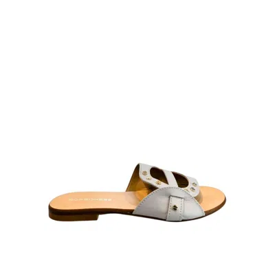 Borbonese Grey Leather Women Women's Sandal In Multi