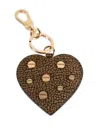 Borbonese Heart Stud Keyring In Brown