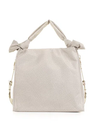 Borbonese Hobo Lover Shoulder Bag In Op Fabric In Sabbia